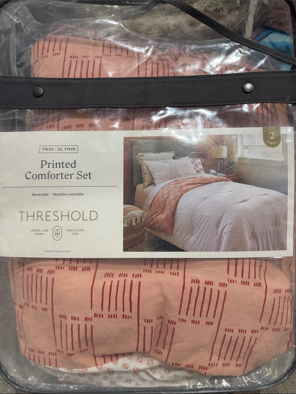 Threshold Peach and Rust Printed Comforter Set
